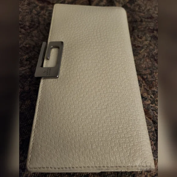 GUCCI G Clasp Continental Pebble Grain Ivory Leather Wallet Auth #035.2778.2097 - Picture 16 of 16